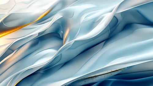 Abstract flowing forms in light blue and gold tones