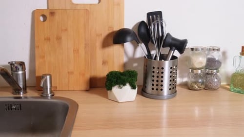 Scandinavian Classic Minimalistic Kitchen with White and Wooden Details