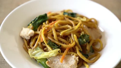 Close Up Of Asian Noodles And Chopsticks