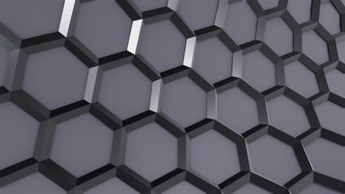 Glossy Silver Hexagon Grid Background Loop Animation