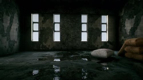 Interior de una ciudad abandonada 4k