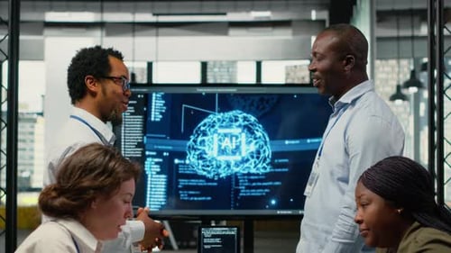 IT Specialists Doing Handshake with Businessmen in Tech Agency Boardroom