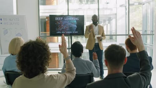 Public Speaker Answering Questions from Audience