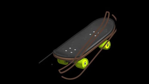 Sketch Style Animated Skateboard with Dynamic Hand-Drawn Lines