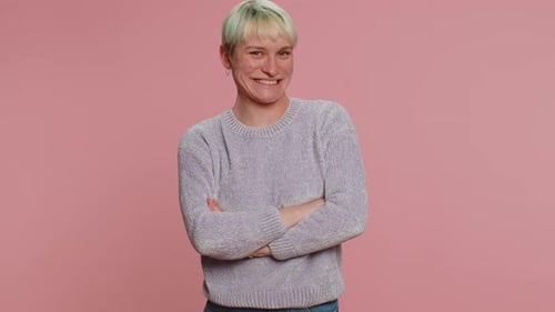 Confident Young Adult Posing in Light Purple Sweater