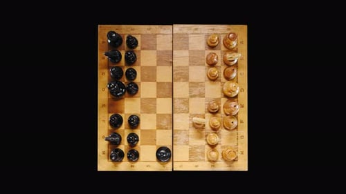 Chess Pieces Move on Chessboard Top View