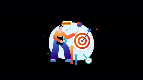 Flat Design Animated Business Strategy and Goal Achievement