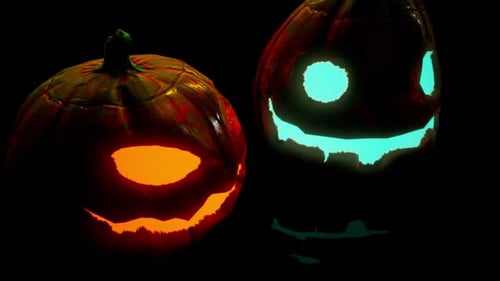 Halloween Jack-o'-Lanterns Pulsing with Light