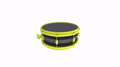 3D Cartoon Yellow Drum Spinning Animation