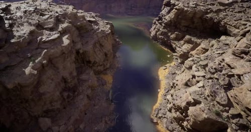 Scenic View of Natural Rock Formations and River in a Canyon