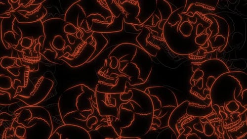 Illustrierte neonrote Schädel