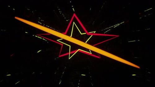 Neon Star Tunnel Psychedelic Lights Abstract Background Design Art Vivid Colors Yellow Pink Red