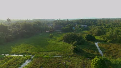 Aerial View of Beautiful Tropical Resort With Pool