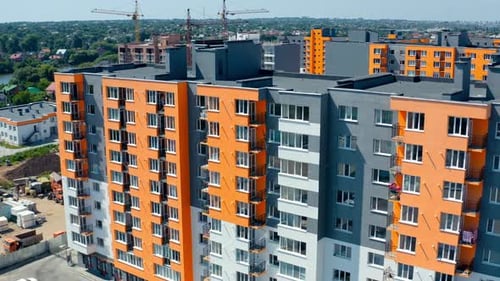 High cityscapes architecture buildings. Aerial view of residantial modern exterior.