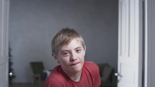 Youthful Boy with Blond Hair Smiling