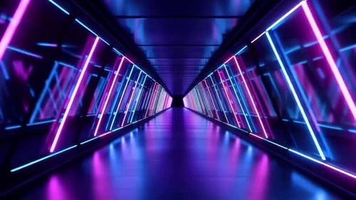Futuristic Neon Light Corridor Cyberpunk Tunnel Loop