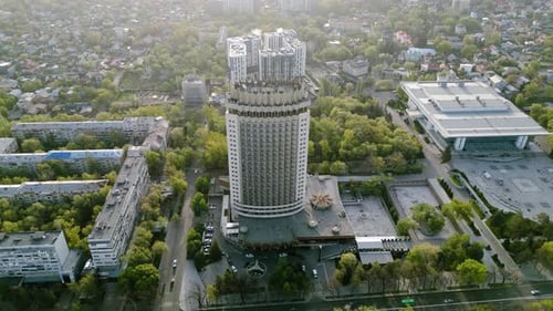 Aerial view of Kazakhstan hotel in Almaty city