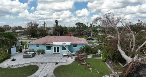 Climate change extreme weather aftermath and damage on urban neighborhood
