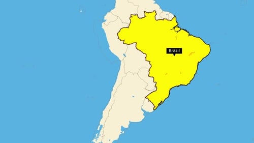 Animated South America Map with Country Highlights and Location Pins