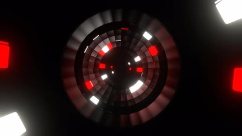 Red And White Neon Shimmer Spherical Tunnel Background Vj Loop In 4K