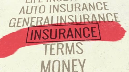 Red Brush Stroke Highlights Insurance Term Animation