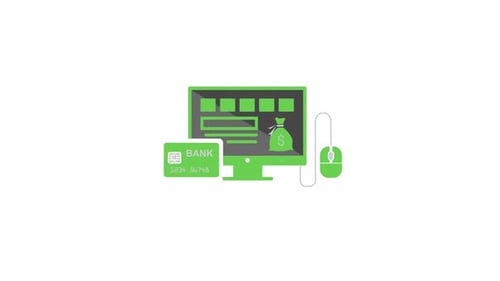 Flat Design Online Banking Icon Animation
