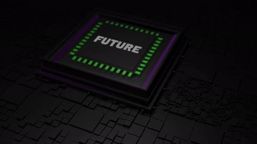 Abstract micro chip with the word future