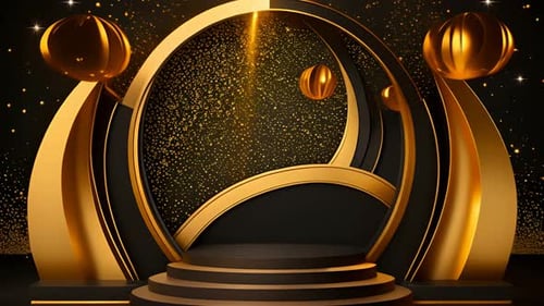 Luxury Black Gold Stage Background for Awards and Celebrations