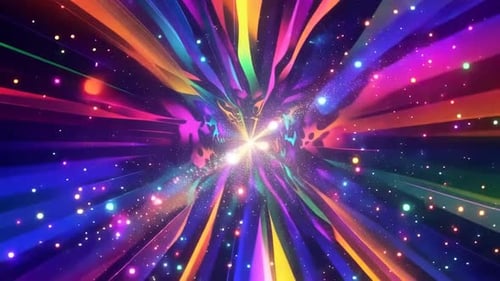 Animation de tunnel lumineux hyper spatial multicolore vibrante avec