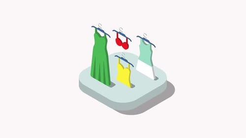Isometric Fashion Apparel Display Reveal Animation