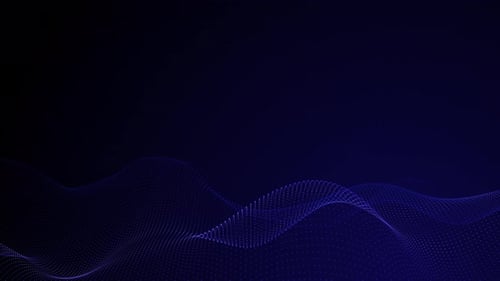 Abstract animation of blue waves, digital particles, cybertech background, seamless loop. Blue intro