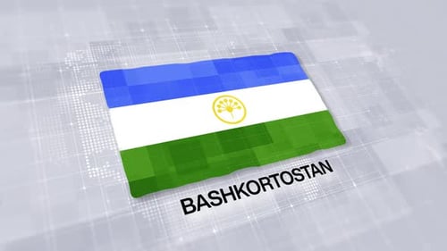Präsentation der Flagge von Baschkortostan auf modernem, sauberem weißem Hintergrund