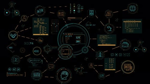 Futuristic Data Network HUD Elements