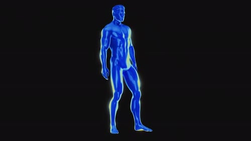 Futuristic Human Body Scan with Thermal Glow