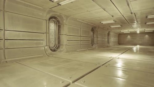 Old Abandoned Warehouse Deserted Freight Corridor Filled with Dust