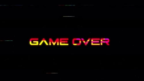 animated game over text with distortion effect.4k video