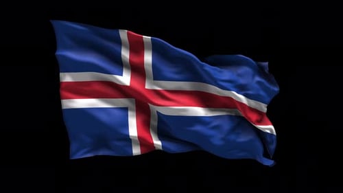 Realistic Iceland Flag Waving Loop