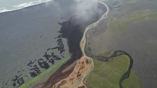 Aerial view of Iceland coastline, Iceland.