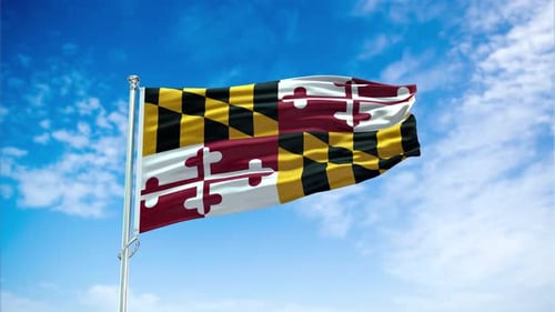 Maryland State Flag Waving with Realistic Fabric Animation