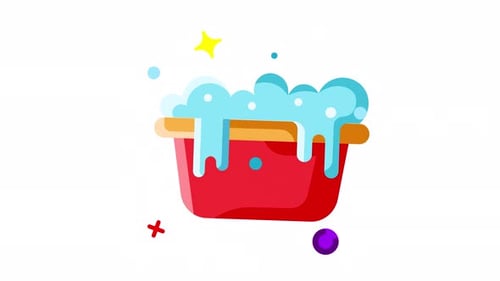 Foamy Soap Bucket Icon Animated Loop with Alpha Channel