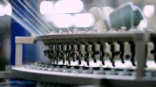 Modern Circular Knitting Machine in Textile Factory