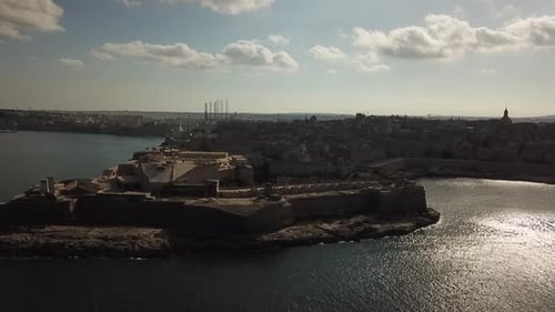 Aerial view of Valetta, Malta. Skyline with fort st. Elmo in the foreground.