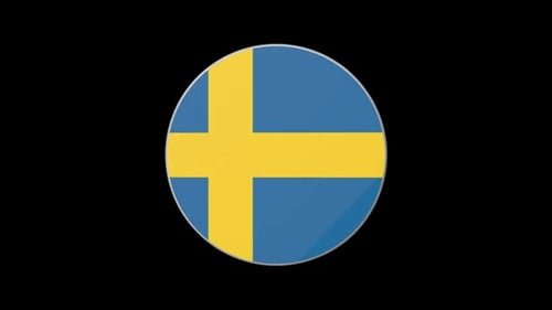 3D Spinning Circular Flag of Sweden Emblem Animation