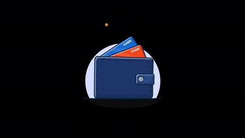 Wallet with Bank Card. Payment Concept Animation Video - Transparent