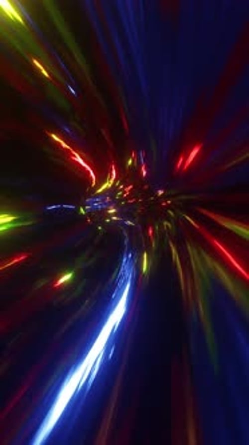 Multicolored Flashy Neon Light Tunnel 3D Render