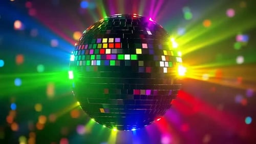 Lebendige rotierende Discokugel mit bunten Partylichtern