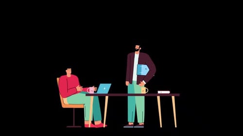 Two Office Worker Talking About Business Alpha Channel