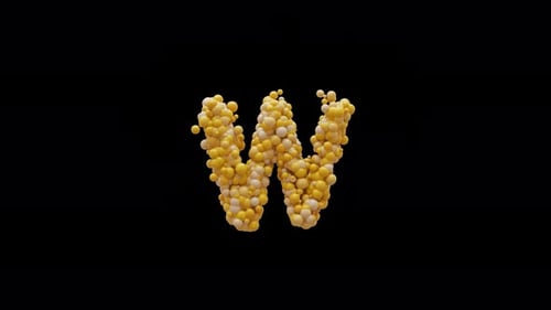 Animated Letter W Created from Yellow Spheres