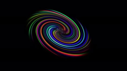 Colorful wave lines animated rotating lines. green, wave line on black background.