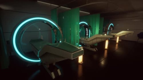 Futuristic Medical Bay with Advanced Scanning Beds